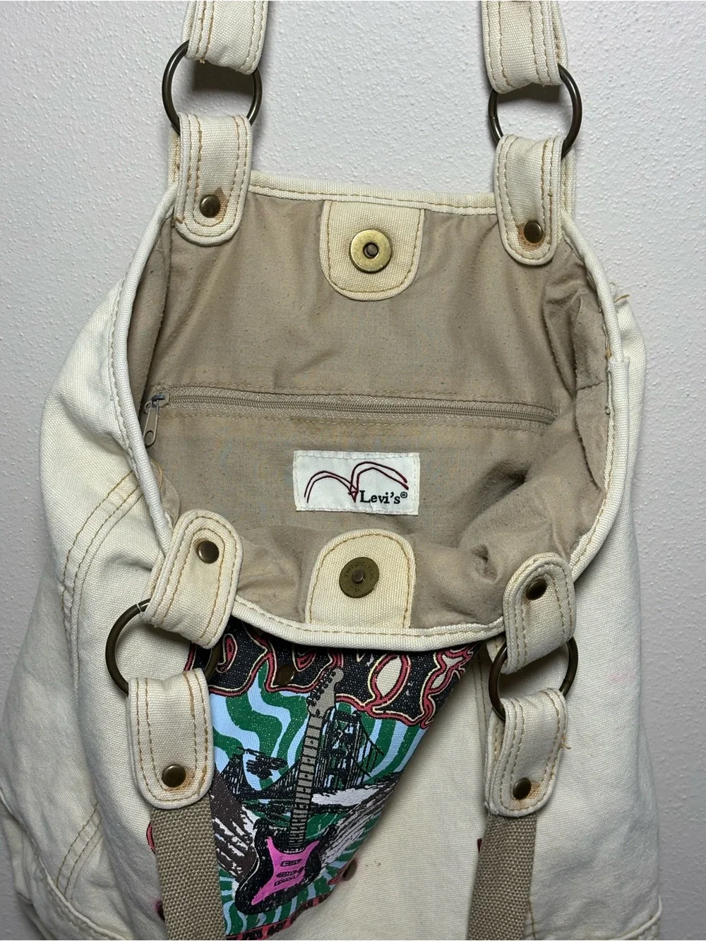 Vintage Levi's Cream Y2K Graphic Tote Bag